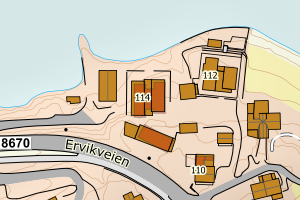 Kartbilde fra WMS-tjeneste av avviket