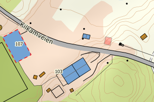 Kartbilde fra WMS-tjeneste av avviket
