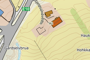 Kartbilde fra WMS-tjeneste av avviket