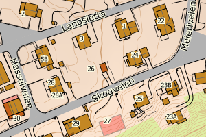 Kartbilde fra WMS-tjeneste av avviket