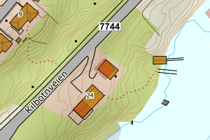 Kartbilde fra WMS-tjeneste av avviket