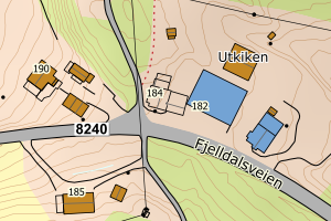 Kartbilde fra WMS-tjeneste av avviket