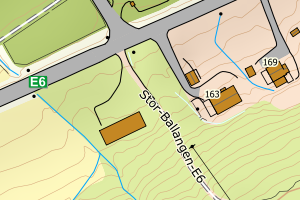 Kartbilde fra WMS-tjeneste av avviket