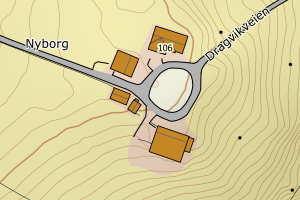 Kartbilde fra WMS-tjeneste av avviket