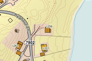 Kartbilde fra WMS-tjeneste av avviket