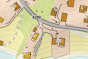 Kartbilde fra WMS-tjeneste av avviket