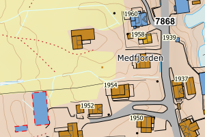 Kartbilde fra WMS-tjeneste av avviket