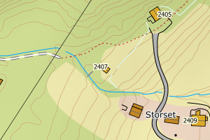 Kartbilde fra WMS-tjeneste av avviket