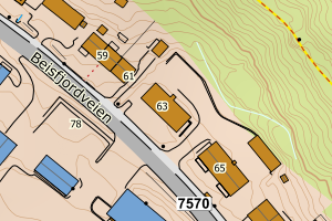 Kartbilde fra WMS-tjeneste av avviket