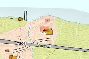 Kartbilde fra WMS-tjeneste av avviket