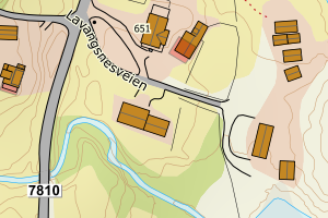 Kartbilde fra WMS-tjeneste av avviket