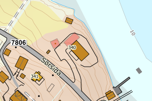 Kartbilde fra WMS-tjeneste av avviket