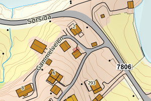 Kartbilde fra WMS-tjeneste av avviket