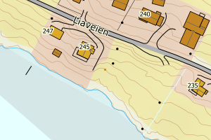 Kartbilde fra WMS-tjeneste av avviket