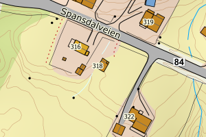 Kartbilde fra WMS-tjeneste av avviket
