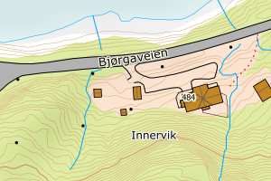 Kartbilde fra WMS-tjeneste av avviket
