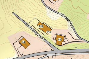Kartbilde fra WMS-tjeneste av avviket