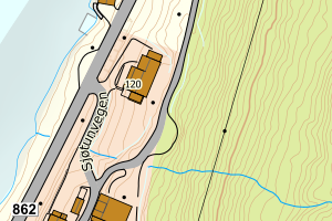 Kartbilde fra WMS-tjeneste av avviket