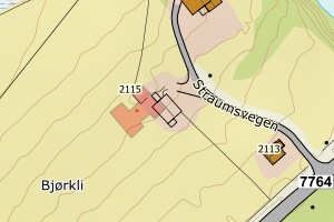 Kartbilde fra WMS-tjeneste av avviket