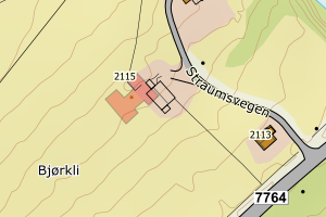 Kartbilde fra WMS-tjeneste av avviket