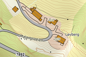 Kartbilde fra WMS-tjeneste av avviket