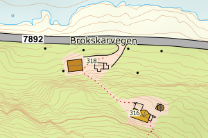Kartbilde fra WMS-tjeneste av avviket