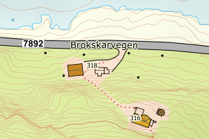 Kartbilde fra WMS-tjeneste av avviket
