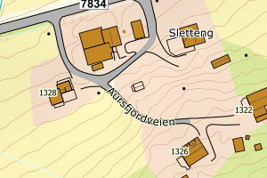 Kartbilde fra WMS-tjeneste av avviket