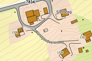 Kartbilde fra WMS-tjeneste av avviket