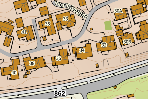 Kartbilde fra WMS-tjeneste av avviket