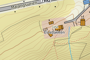 Kartbilde fra WMS-tjeneste av avviket