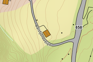 Kartbilde fra WMS-tjeneste av avviket