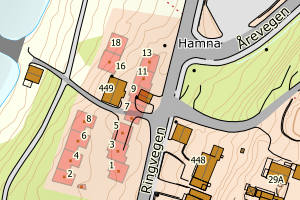 Kartbilde fra WMS-tjeneste av avviket