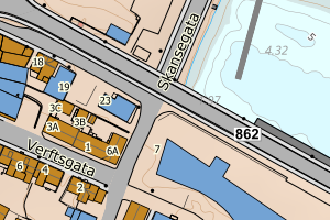 Kartbilde fra WMS-tjeneste av avviket