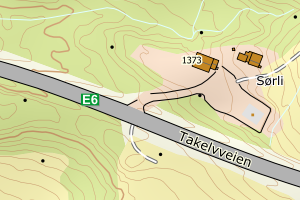 Kartbilde fra WMS-tjeneste av avviket
