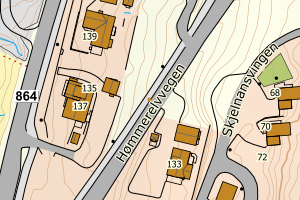 Kartbilde fra WMS-tjeneste av avviket