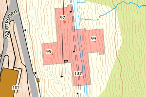Kartbilde fra WMS-tjeneste av avviket