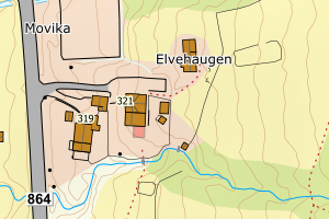 Kartbilde fra WMS-tjeneste av avviket