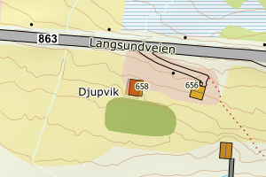 Kartbilde fra WMS-tjeneste av avviket