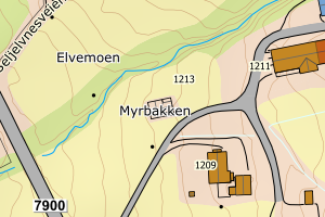 Kartbilde fra WMS-tjeneste av avviket