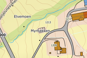 Kartbilde fra WMS-tjeneste av avviket