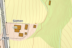 Kartbilde fra WMS-tjeneste av avviket