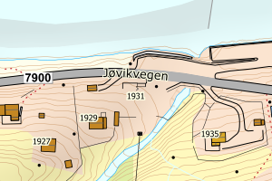 Kartbilde fra WMS-tjeneste av avviket
