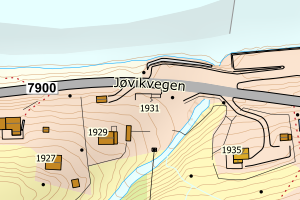 Kartbilde fra WMS-tjeneste av avviket
