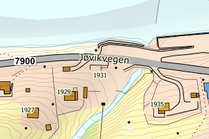 Kartbilde fra WMS-tjeneste av avviket
