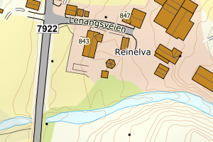 Kartbilde fra WMS-tjeneste av avviket