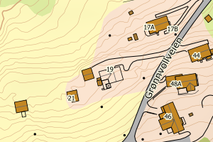 Kartbilde fra WMS-tjeneste av avviket