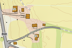 Kartbilde fra WMS-tjeneste av avviket