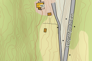 Kartbilde fra WMS-tjeneste av avviket