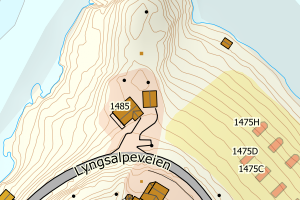 Kartbilde fra WMS-tjeneste av avviket